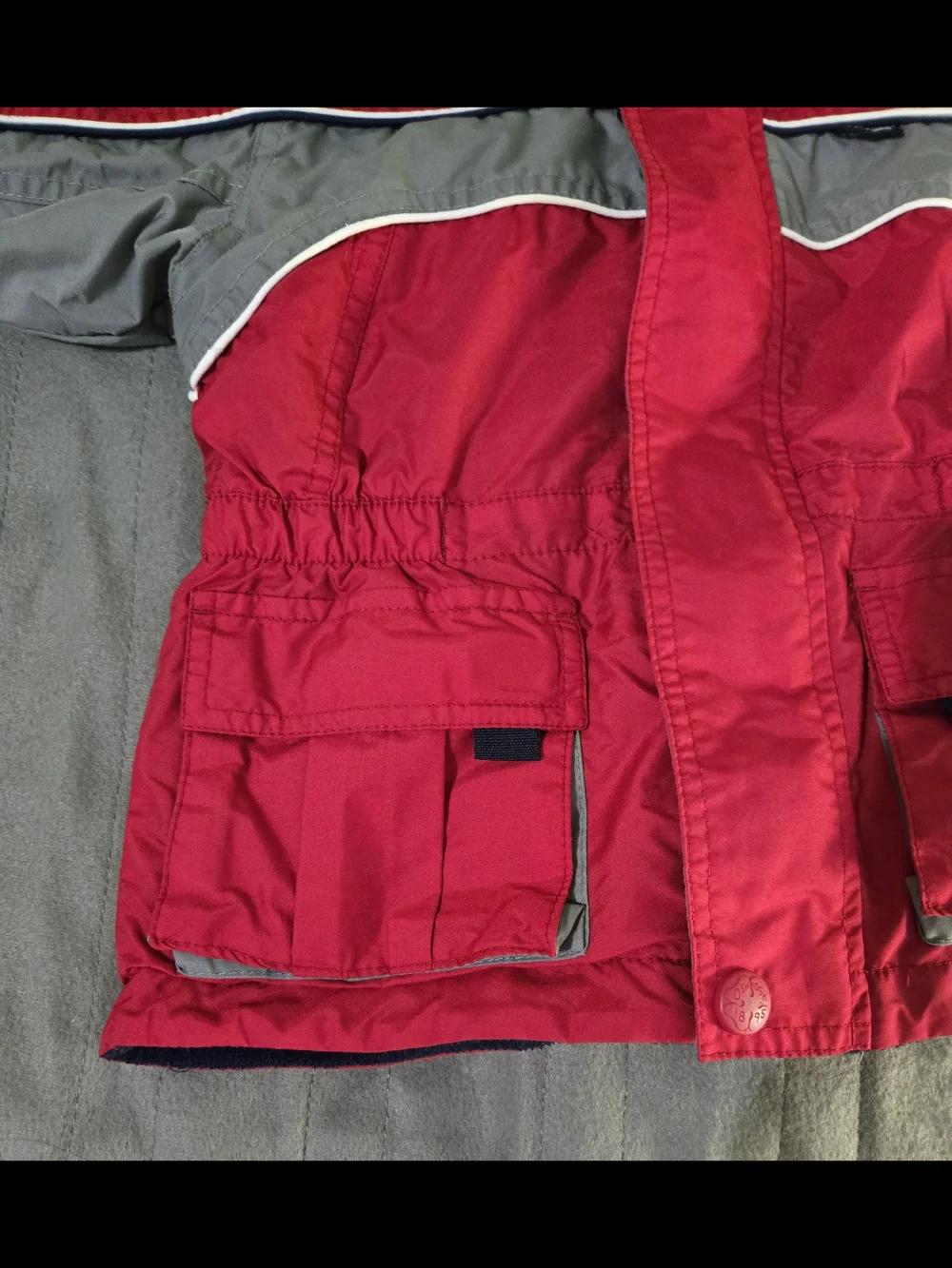 OshKosh Red Gray Insulated Winter Coat Jacket Hooded Fleece Lined Toddler